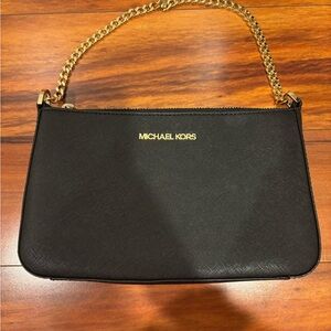 Michael Kors Black Shoulder Bag with Gold Chain